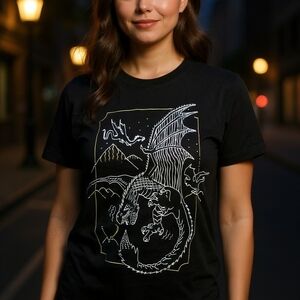 Women's Black Dragon Graphic Short Sleeve Tee